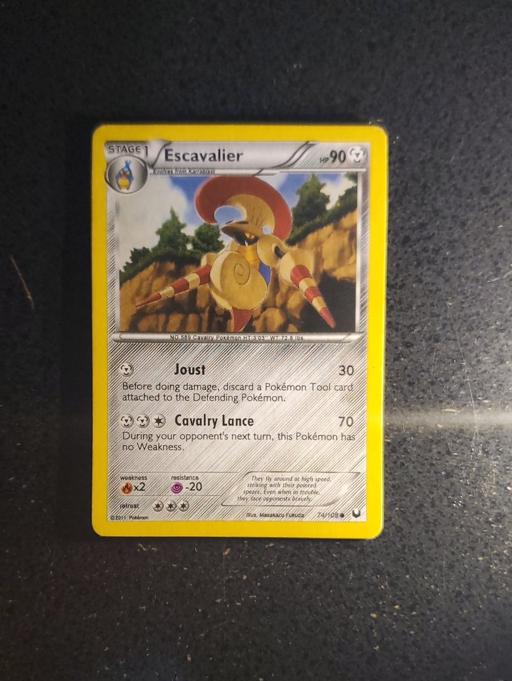 Escavalier Trading Card - Bright Yellow Border